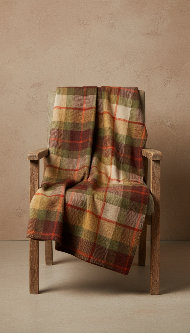 Classic Plaid Wool Throw Blanket